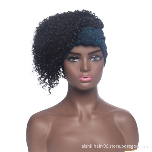 Aishili factory wholesale wig with headband Afro curly headband wigs for black women
